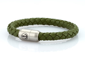bracelet-man-Bootsmann-8-Neptn-leather-anker-stahl-laurel-green