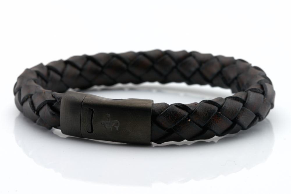 Neptn Bracelet Mann COMMODORE Neptn Schwarz 10 All Schwarz Neptn Anticbrown-Leder