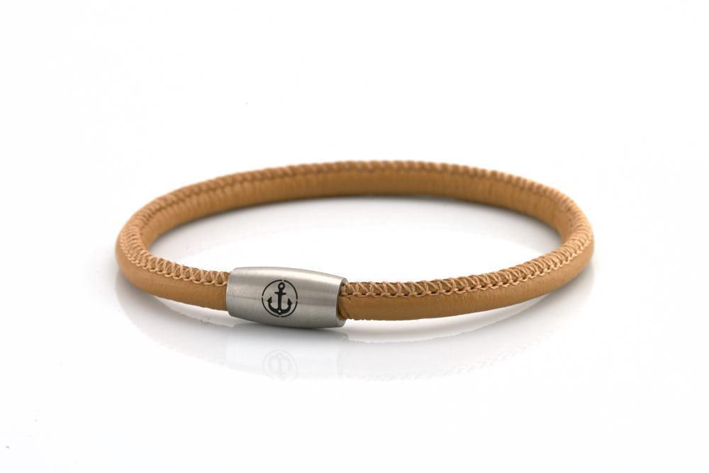 neptn women bracelet JUNO Anker Stahl Single 4 cappuccino nappa leather