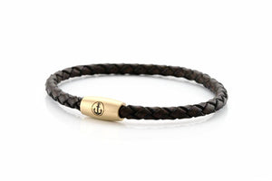 neptn women bracelet JUNO Anker Gold Single 4 anticbrown leather
