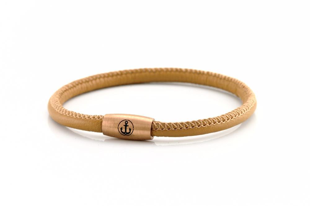 neptn women bracelet JUNO Anker Rosegold Single 4 cappuccino nappa leather