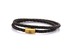 neptn women bracelet JUNO Anker Gold double 4 anticbrown leather