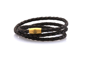 neptn women bracelet JUNO Anker Gold Triple 4 anticbrown leather