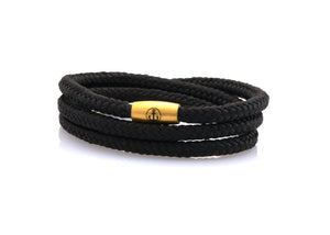 neptn women bracelet JUNO Anker Gold Triple 4 schwarz rope