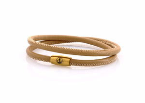 neptn women bracelet JUNO Anker Gold double 4 cappuccino nappa leather