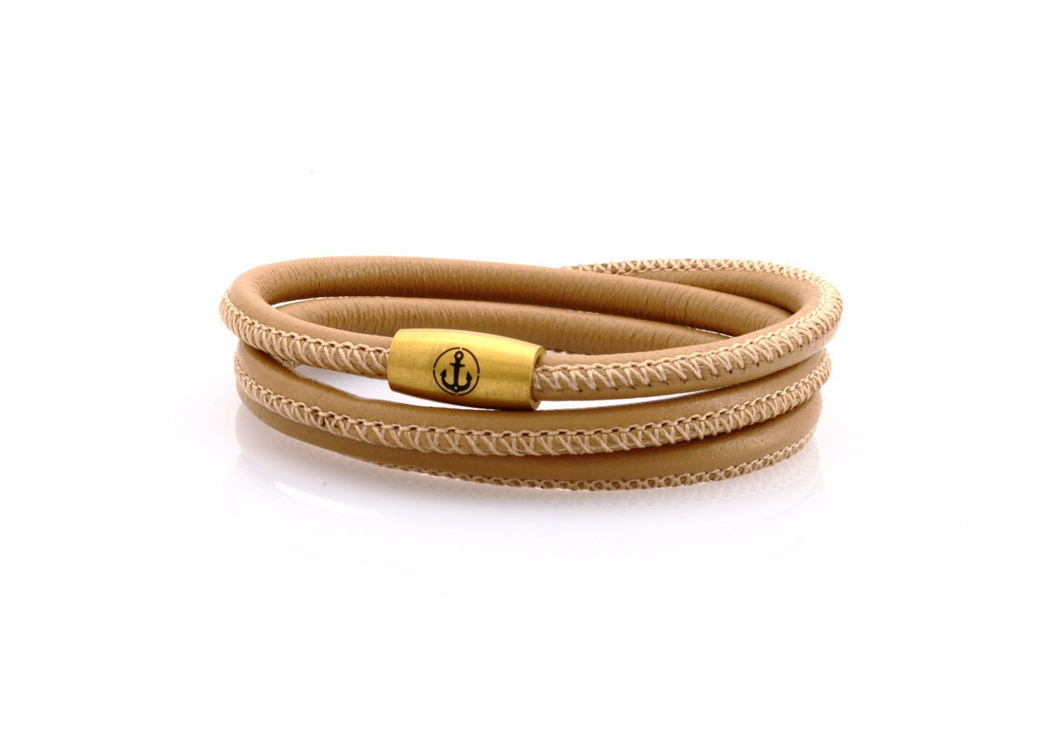 neptn women bracelet JUNO Anker Gold Triple 4 cappuccino nappa leather