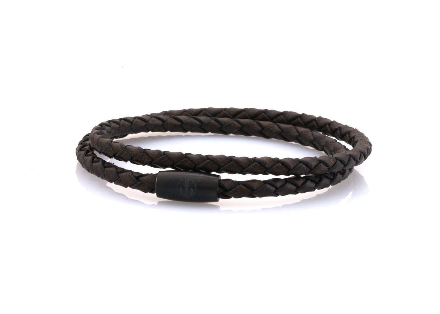 neptn women bracelet JUNO Anker Schwarz double 4 anticbrown leather