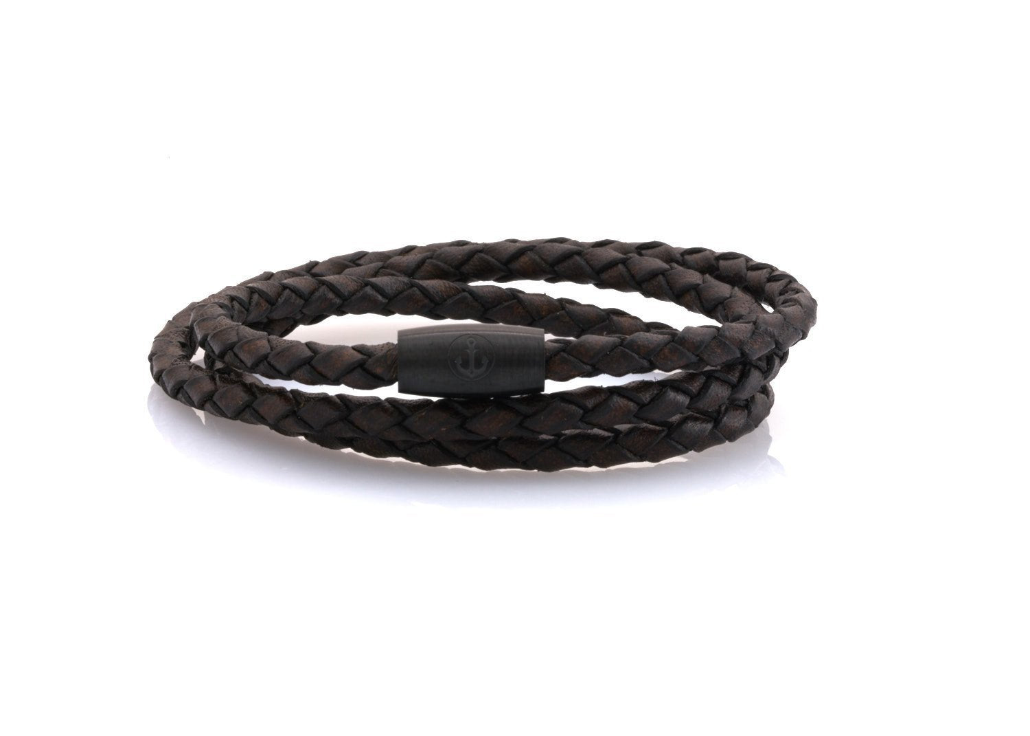 neptn women bracelet JUNO Anker Schwarz Triple 4 anticbrown leather