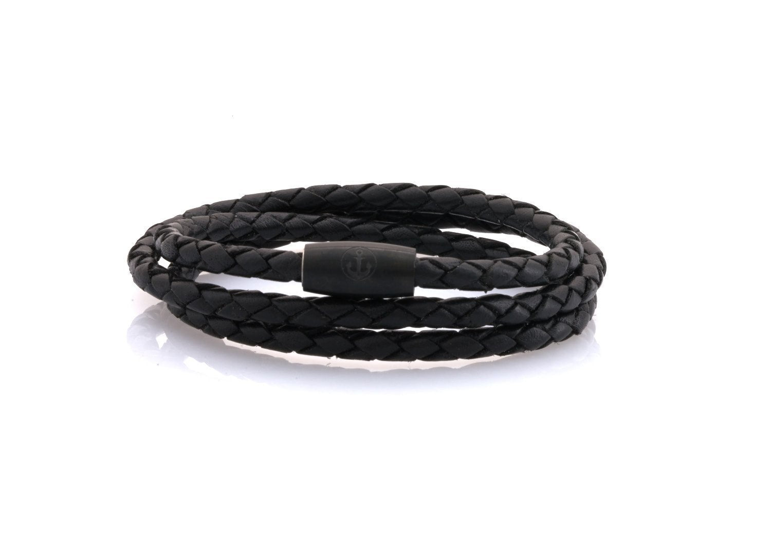 neptn women bracelet JUNO Anker Schwarz Triple 4 schwarz leather