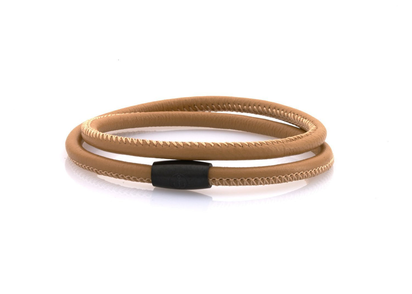 neptn women bracelet JUNO Anker Schwarz double 4 cappuccino nappa leather