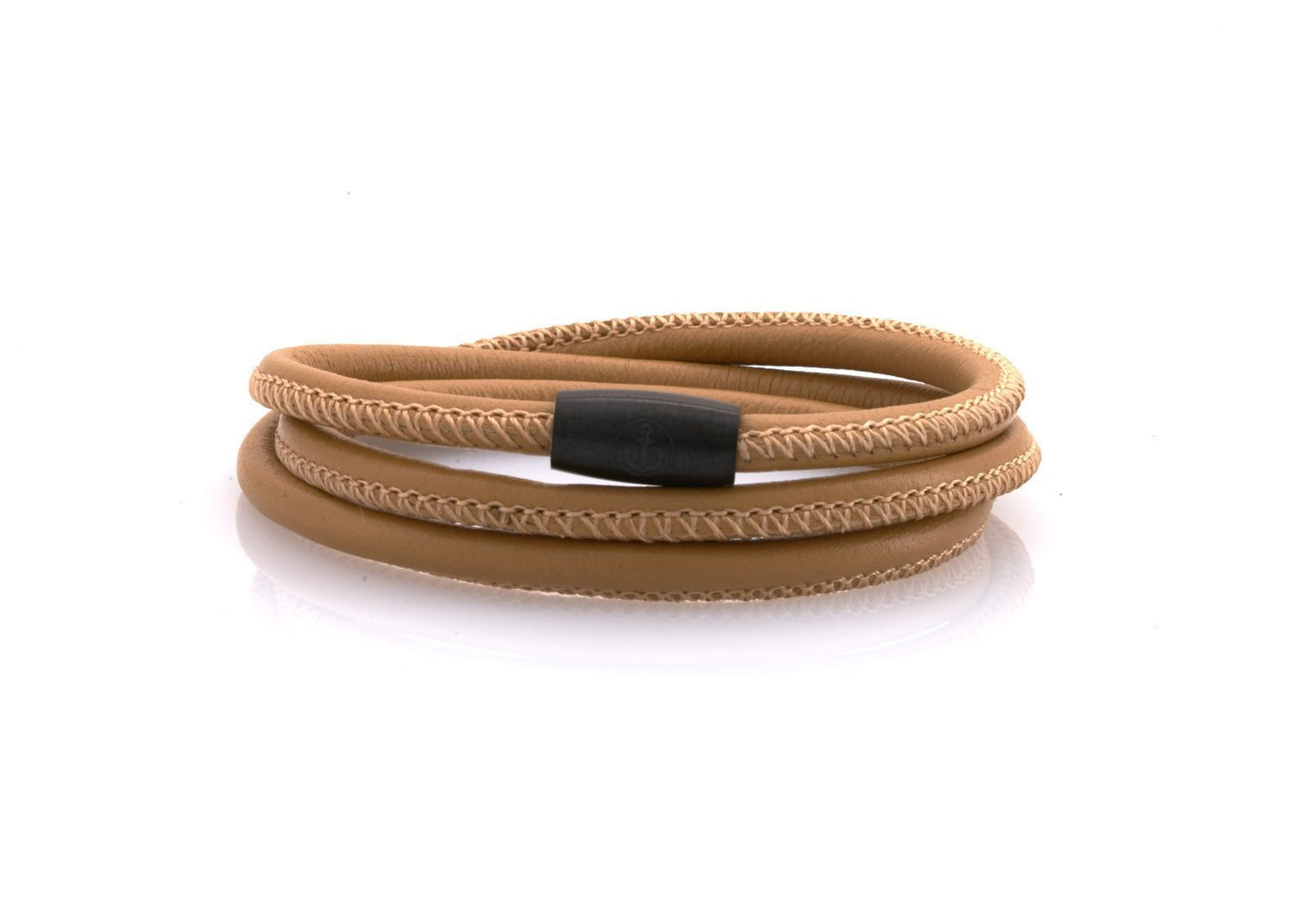 neptn women bracelet JUNO Anker Schwarz Triple 4 cappuccino nappa leather