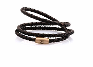 neptn women bracelet JUNO Anker Rosegold Triple 4 dark brown leather