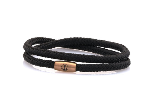 neptn women bracelet JUNO Anker Rosegold double 4 schwarz rope