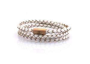 neptn women bracelet JUNO Anker Rosegold Triple 4 white leather