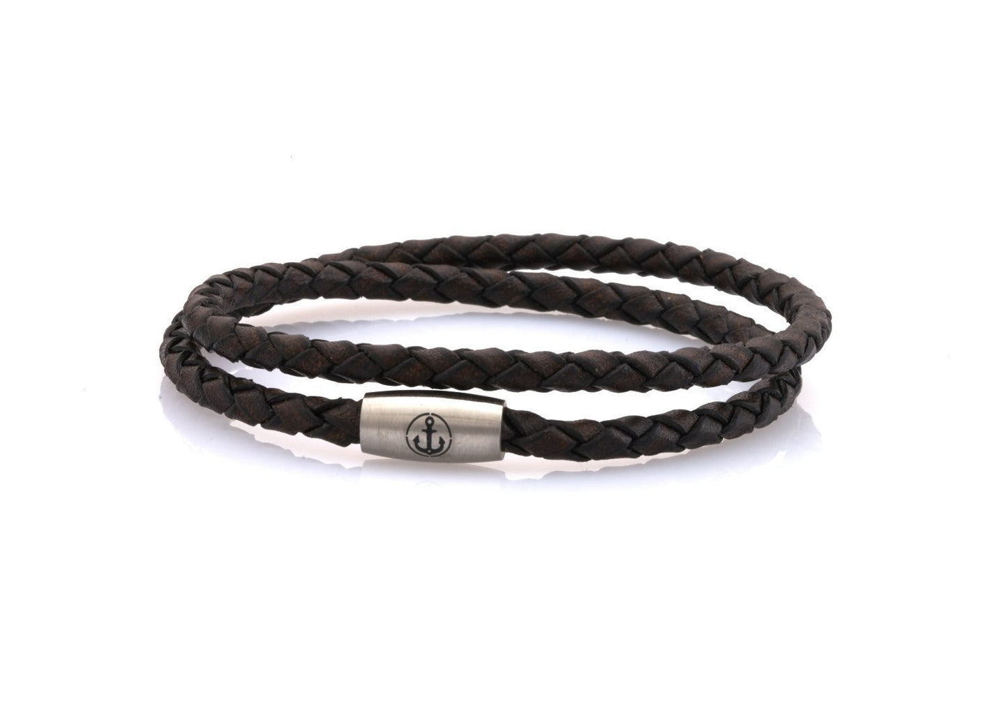 neptn women bracelet JUNO Anker Stahl double 4 anticbrown leather