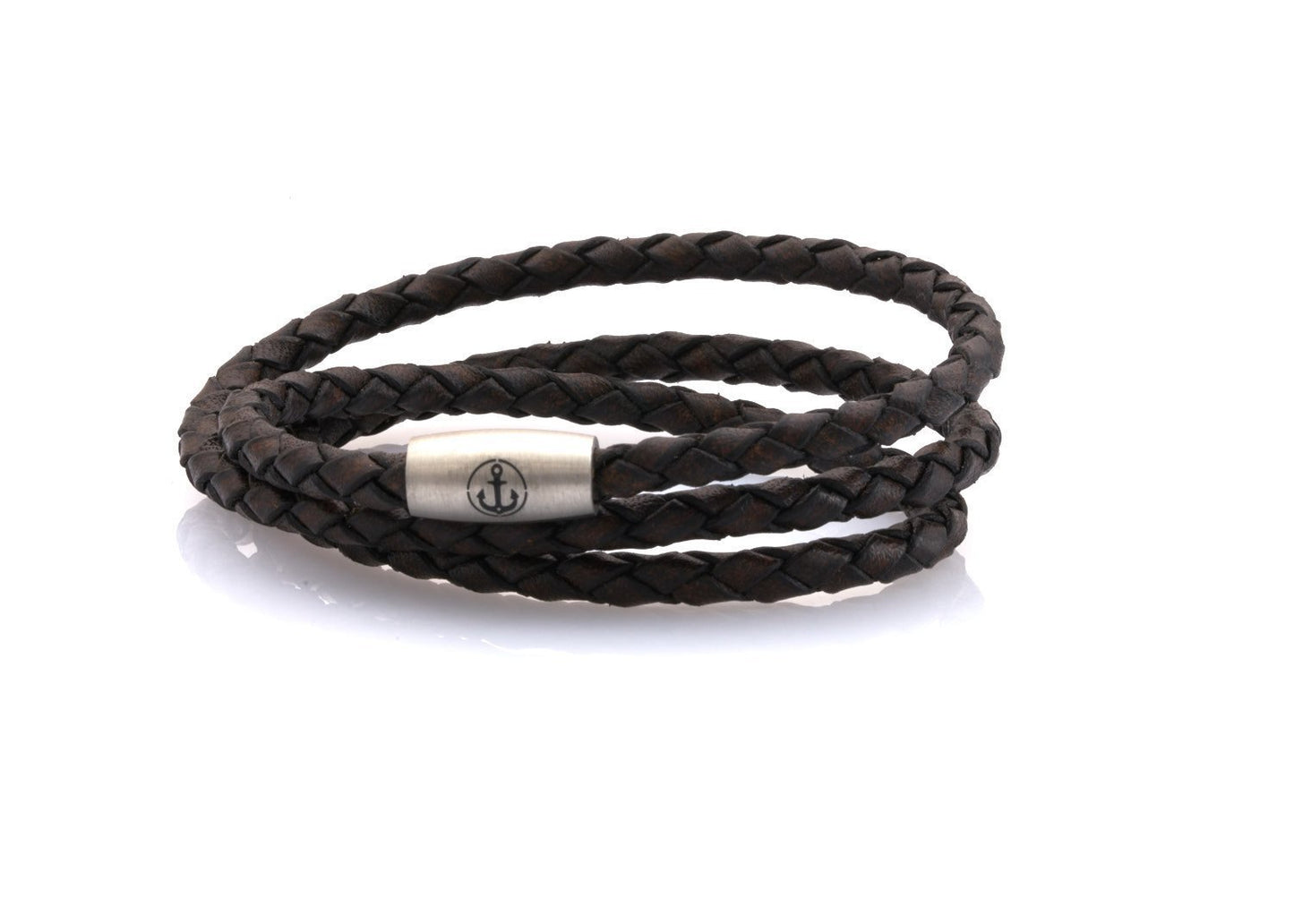 neptn women bracelet JUNO Anker Stahl Triple 4 anticbrown leather