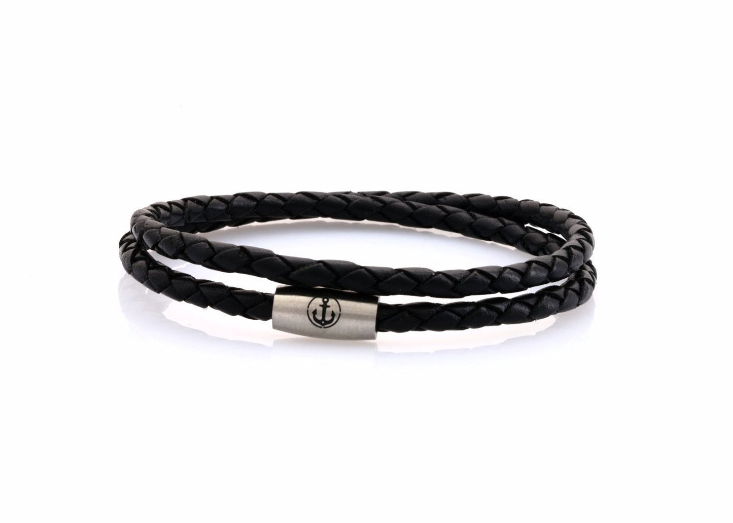 neptn women bracelet JUNO Anker Stahl double 4 schwarz leather