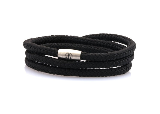 neptn women bracelet JUNO Anker Stahl Triple 4 schwarz rope