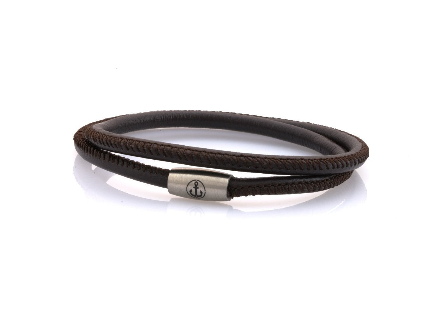 neptn women bracelet JUNO Anker Stahl double 4 brown nappa leather