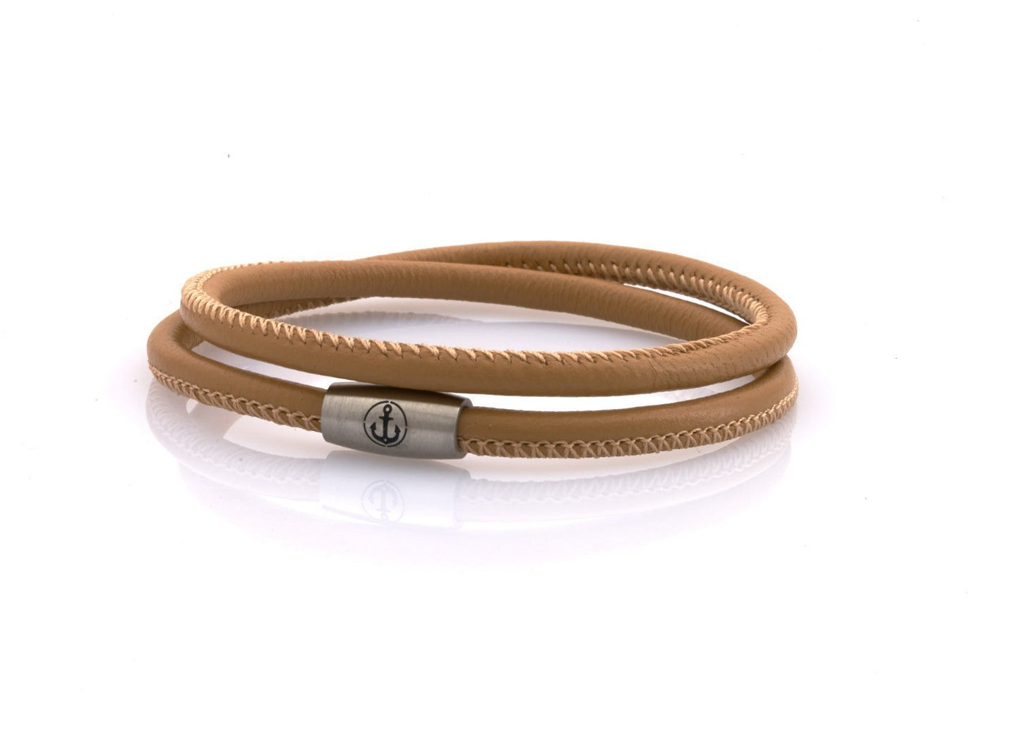 neptn women bracelet JUNO Anker Stahl double 4 cappuccino nappa leather