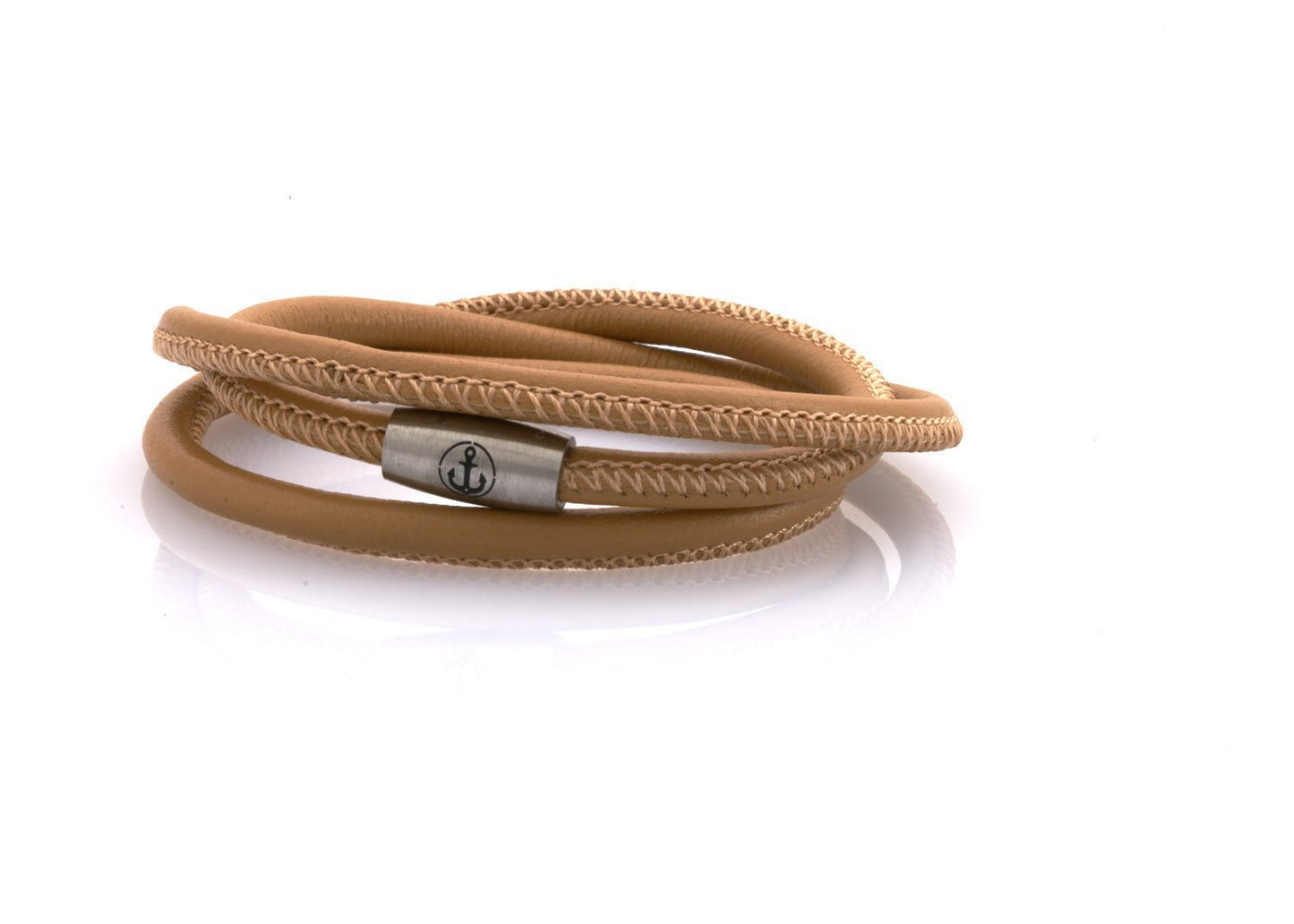 neptn women bracelet JUNO Anker Stahl Triple 4 cappuccino nappa leather