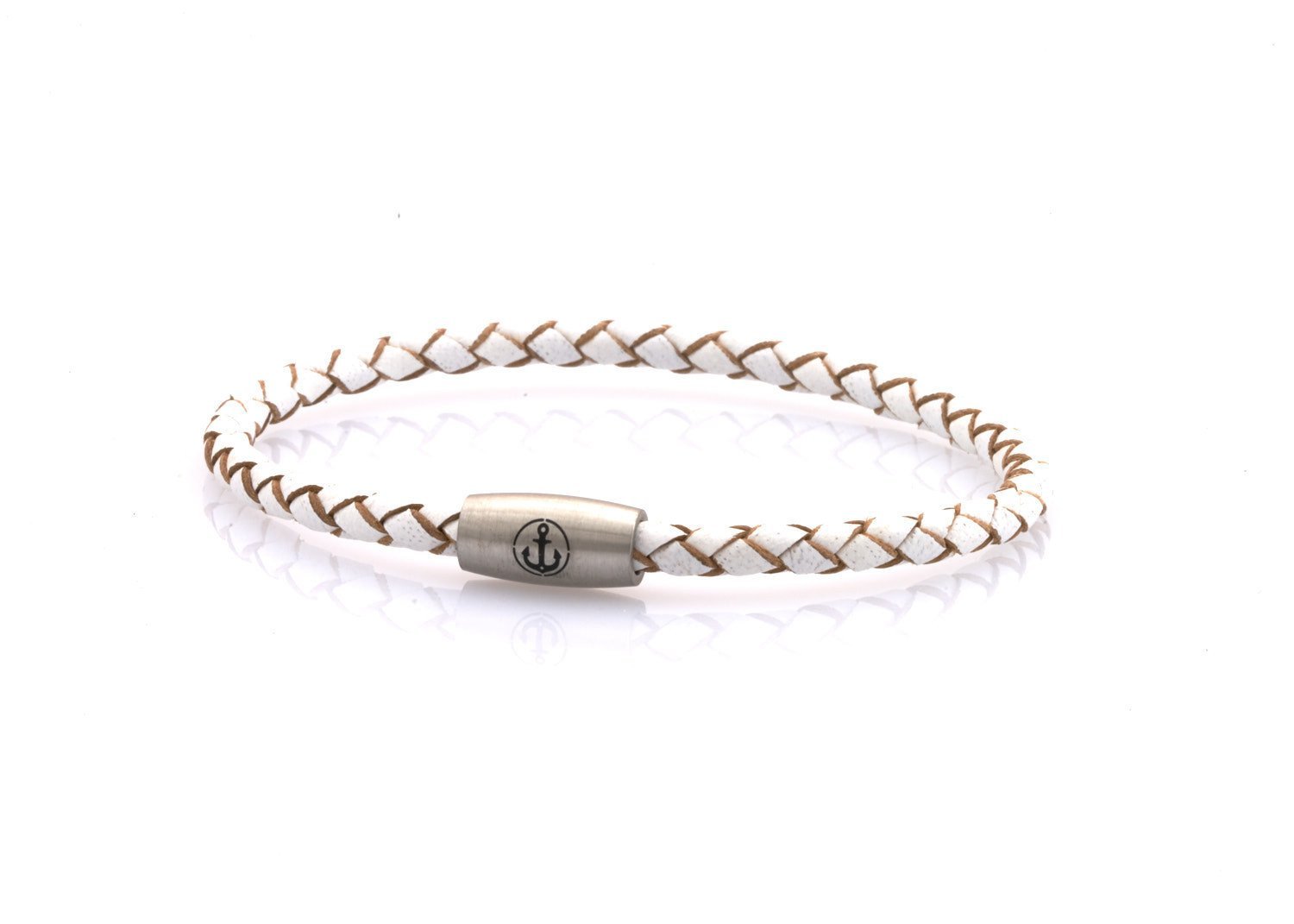 neptn women bracelet JUNO Anker Stahl Single 4 white leather