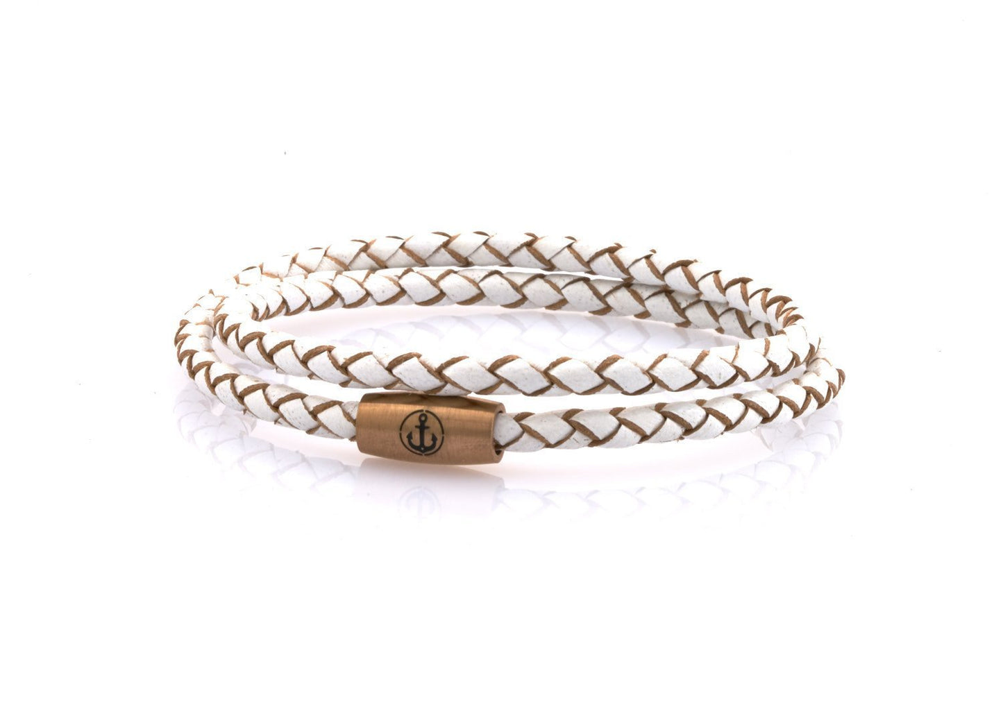 neptn women bracelet JUNO Anker Rosegold double 4 white leather