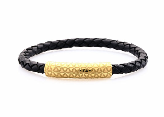 neptn women bracelet MINERVA F.o.L. Gold single 6 schwarz leather