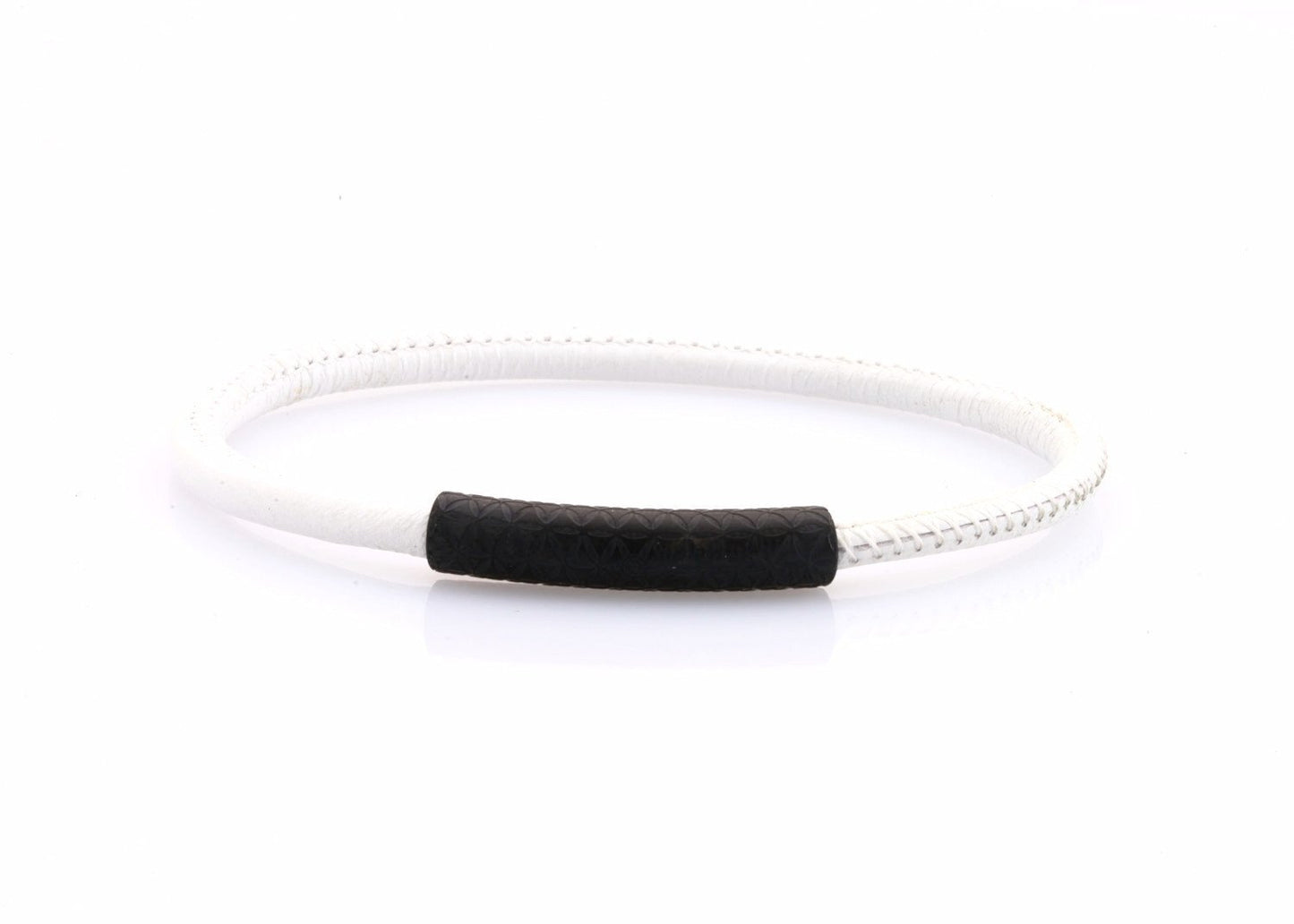 neptn women bracelet MINERVA F.o.L. Schwarz single 4 white nappa leather