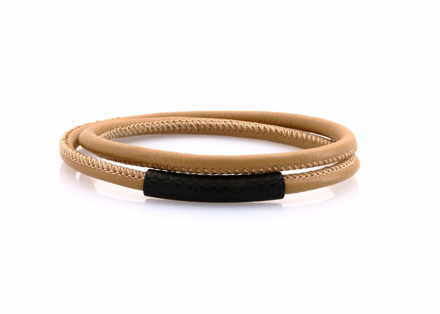 neptn women bracelet MINERVA F.o.L. Schwarz double 4 cappuccino nappa leather